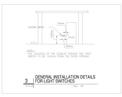 Free AutoCAD 2D Editable Drawings for General Lighting Switch Installaion