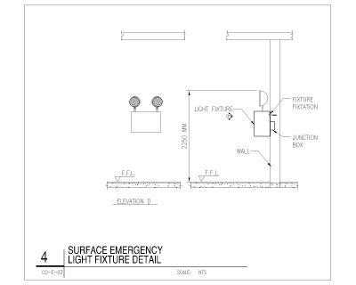 Free AutoCAD 2D Editable Drawings for Suface Emergency Light Fixture Details