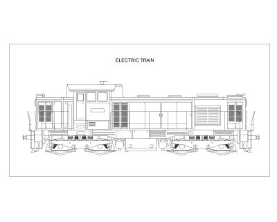 Free AutoCAD 2D Editable Drawings for Electric Train Side View - 1