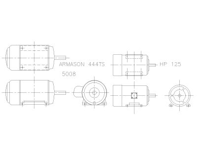 Free AutoCAD 2D Editable Drawings for Electrical industrial motors 125 HP