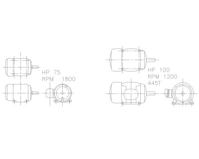 Free AutoCAD 2D Editable Drawings for Electrical industrial motors 75 & 100 HP