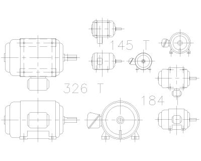 Free AutoCAD 2D Editable Drawings for Electrical industrial motors varies of capacity - 1