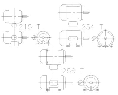Free AutoCAD 2D Editable Drawings for Electrical industrial motors varies of capacity - 3