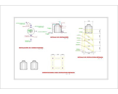 Free AutoCAD 2D Editable Drawings for Elevated housing tank