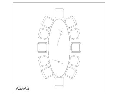 Free AutoCAD 2D Editable Drawings for Elips Shape Meeting & Dining Table_ 4