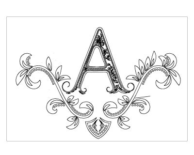 Free AutoCAD 2D Editable Drawings for English Alphabet Arts _ A