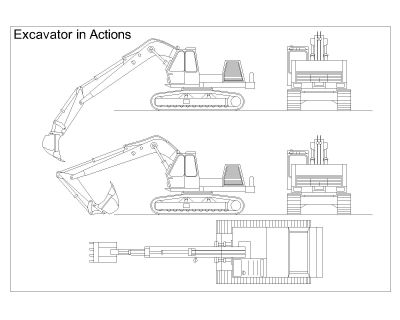 Free AutoCAD 2D Editable Drawings for Excavators in working condition 004