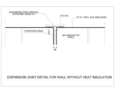 Free AutoCAD 2D Editable Drawings for EXPANSION JOINT DETAIL FOR WALL WITHOUT HEAT INSULATION