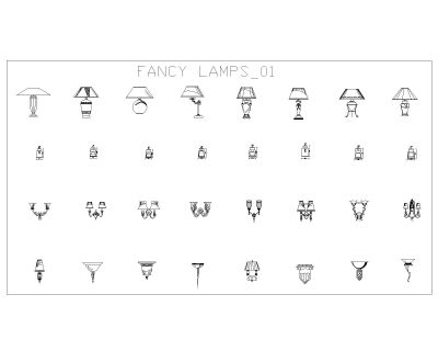 Free AutoCAD 2D Editable Drawings for Fancy Lamps & Lights _ 1