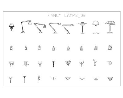 Free AutoCAD 2D Editable Drawings for Fancy Lamps & Lights _ 2