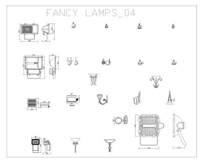 Free AutoCAD 2D Editable Drawings for Fancy Lamps & Lights _ 4