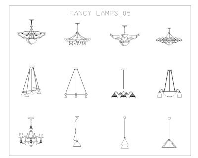 Free AutoCAD 2D Editable Drawings for Fancy Lamps & Lights _ 5