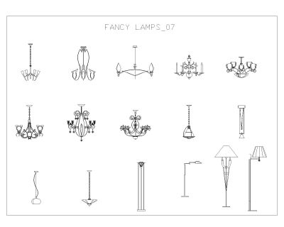 Free AutoCAD 2D Editable Drawings for Fancy Lamps & Lights _ 7