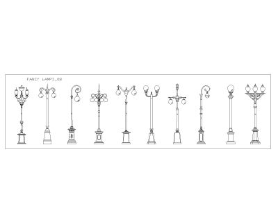 Free AutoCAD 2D Editable Drawings for Fancy Lamps & Lights _ 8