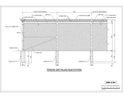 Free AutoCAD 2D Editable Drawings for Fence Design Details for Barbed & Concertina wires