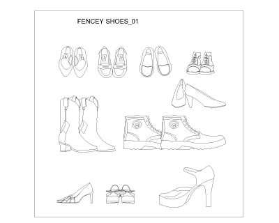 Free AutoCAD 2D Editable Drawings for Fencey Ladies Shoes_ 01