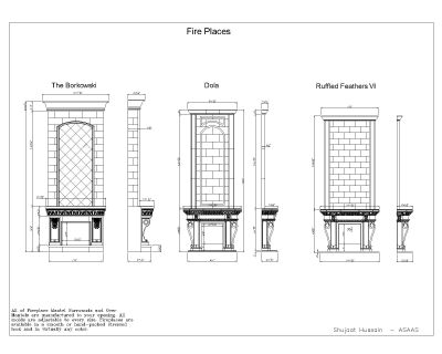 Free AutoCAD 2D Editable Drawings for Fire Place Designs- 01
