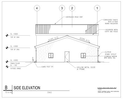 Free AutoCAD 2D Editable Drawings for Fire Station Elevation - B