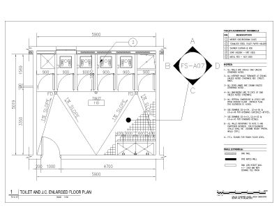 Free AutoCAD 2D Editable Drawings for Fire Station & Toilet Enlarged J.C. Engalged Floor Plan
