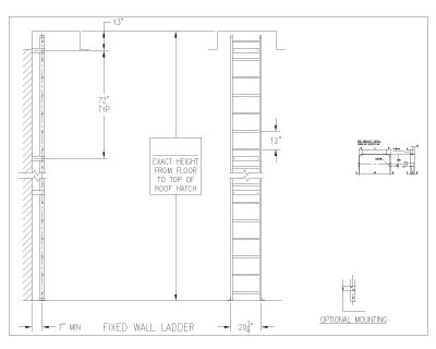 Free AutoCAD 2D Editable Drawings for Fixed wall Ladder Design - 1