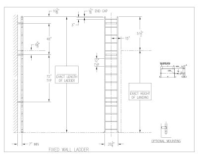 Free AutoCAD 2D Editable Drawings for Fixed wall Ladder Design - 2