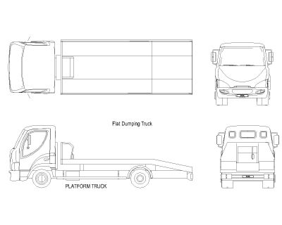 Free AutoCAD 2D Editable Drawings for Flat Dumping Truck
