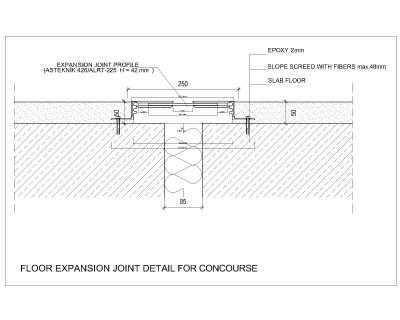 Free AutoCAD 2D Editable Drawings for FLOOR EXPANSION JOINT DETAIL FOR CONCOURSE