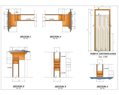 French Door Detailed Plan, Sections & Front view for architectural drawing. CAD block in DWG format free download.