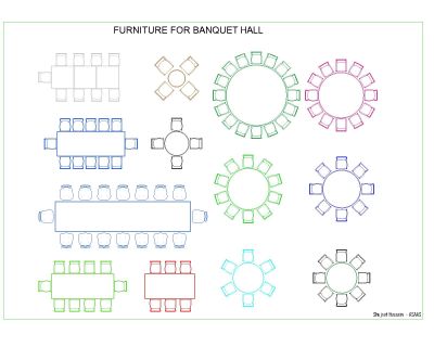 Free AutoCAD 2D Editable Drawings for Furniture for banquet hall 