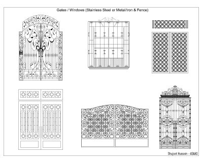 Free AutoCAD 2D Editable Drawings for Iron Gates CNC Design - 2