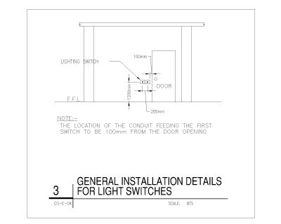 General Installation Details for Light Switches CAD Block – DWG AutoCAD Editable Drawing (Free Download)
