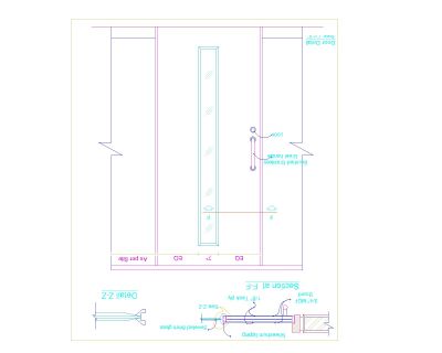 Free AutoCAD 2D Editable Drawings for Glass Door Detailed Plan & Front View