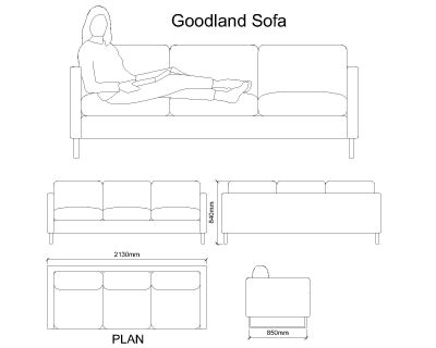 Free AutoCAD 2D Editable Drawings for Goodland Sofa_1