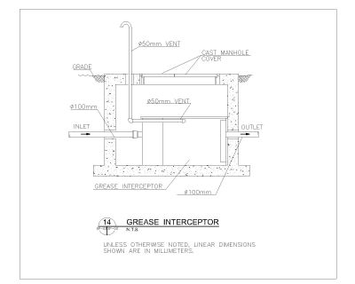 Free AutoCAD 2D Editable Drawings for Grease Interceptor