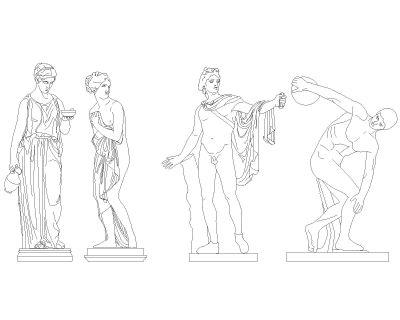 Free AutoCAD 2D Editable Drawings for Greek-roman Sculptures Classical