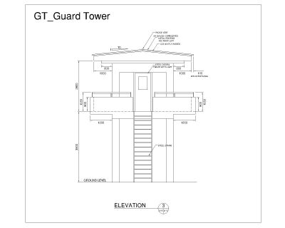 Free AutoCAD Drawing of Guard Tower Side Views & Elevation