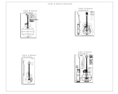 Guitar & Musical Instruments-2 CAD Block – DWG AutoCAD Editable Drawing (Free Download)
