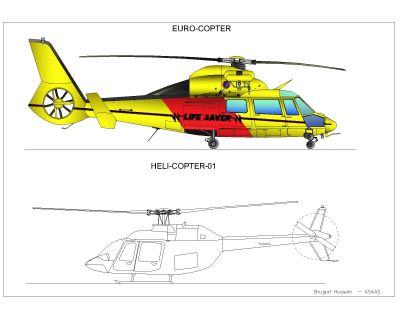 Free AutoCAD Drawing of Helicopetrs & Choppers -1