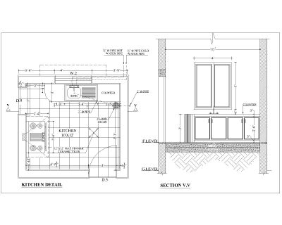 Hostel Kitchen Concept Detail CAD Block – DWG AutoCAD Editable Drawing (Free Download)