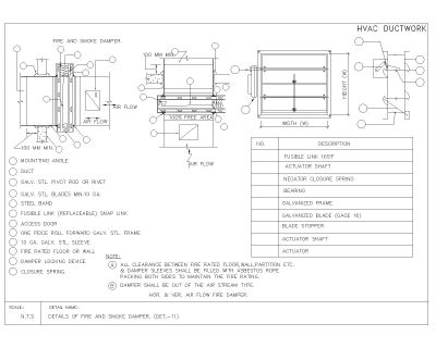 HVAC DUCTWORK DETAILS OF FIRE AND SMOKE DAMPER CAD Block – DWG AutoCAD Editable Drawing (Free Download)