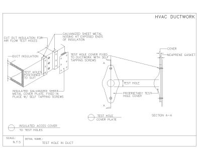 HVAC DUCTWORK TEST HOLE IN DUCT CAD Block – DWG AutoCAD Editable Drawing (Free Download)