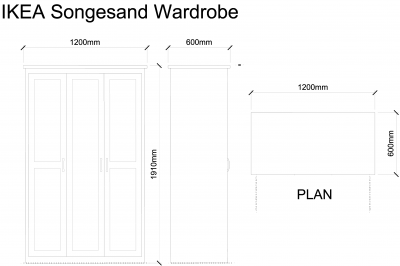 AutoCAD download IKEA Songesand Wardrobe DWG Drawing