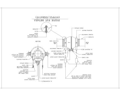 Free AutoCAD 2D Editable Drawings for Inline Fan Details Supply Exhaust