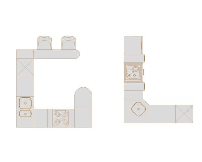 Free AutoCAD 2D Editable Drawings for Island Kitchen Idea Layouts - 6