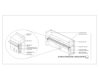 Isometric view of Atrium Grille Support CAD Block – DWG AutoCAD Editable Drawing (Free Download)