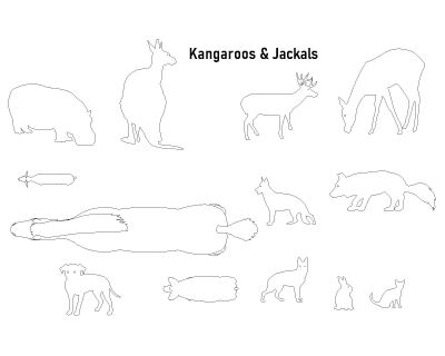 Free AutoCAD 2D Editable Drawings for Kangaroos & Jackals