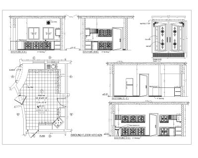 Free AutoCAD 2D Editable Drawings for Kitchen Detailed Section
