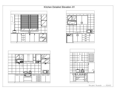 Free AutoCAD 2D Editable Drawings for Kitchen Detailed Elevation 001