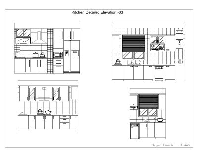 Free AutoCAD 2D Editable Drawings for Kitchen Detailed Elevation 003