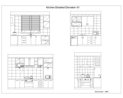 Free AutoCAD 2D Editable Drawings for Kitchen Detailed Elevation 01